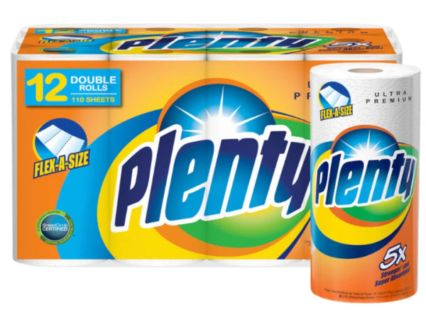 Plenty Flex-A-Size Paper Towels 12 Pack